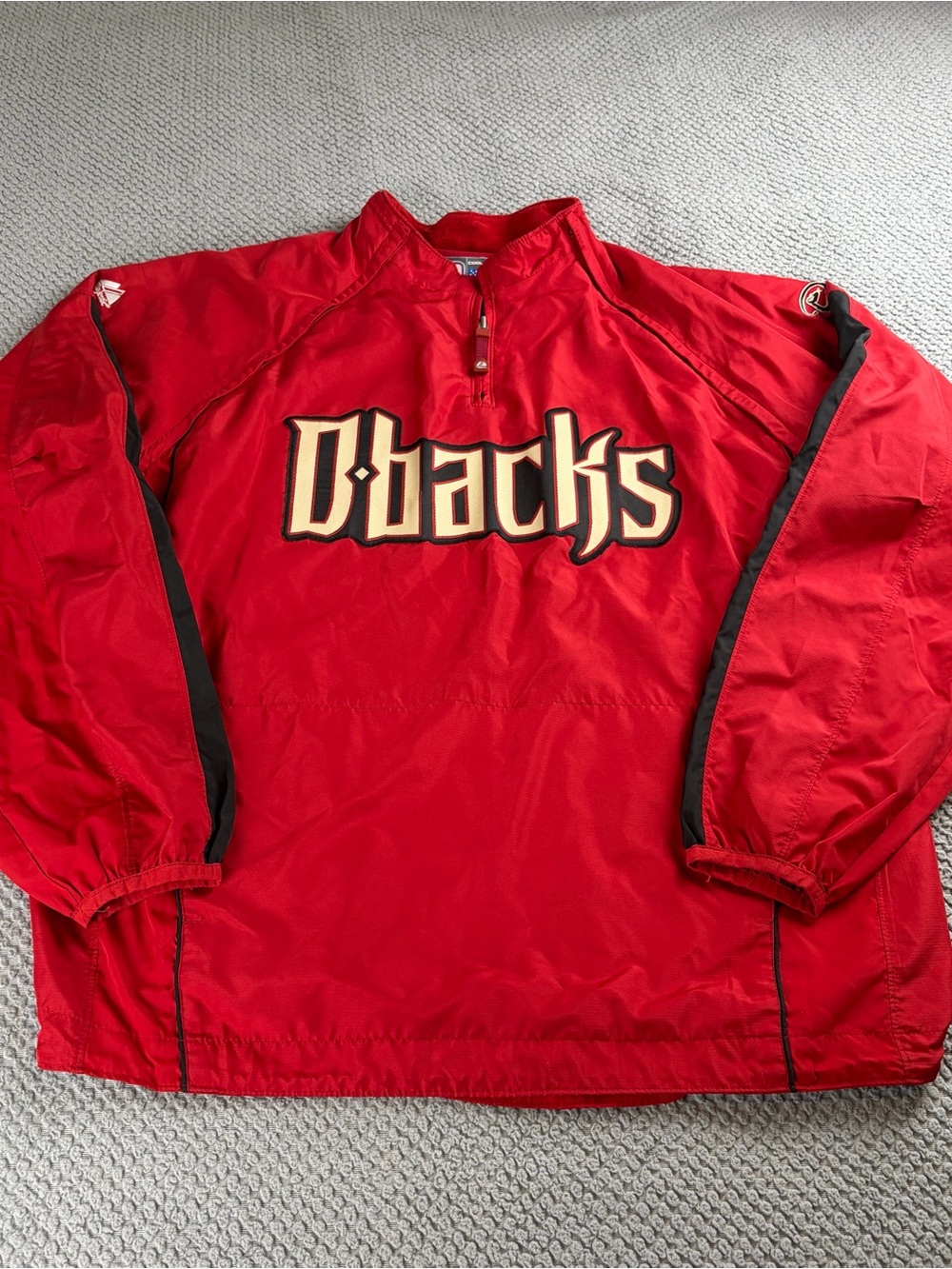 Majestic Red Performance Jacket with Blue Logo Accents